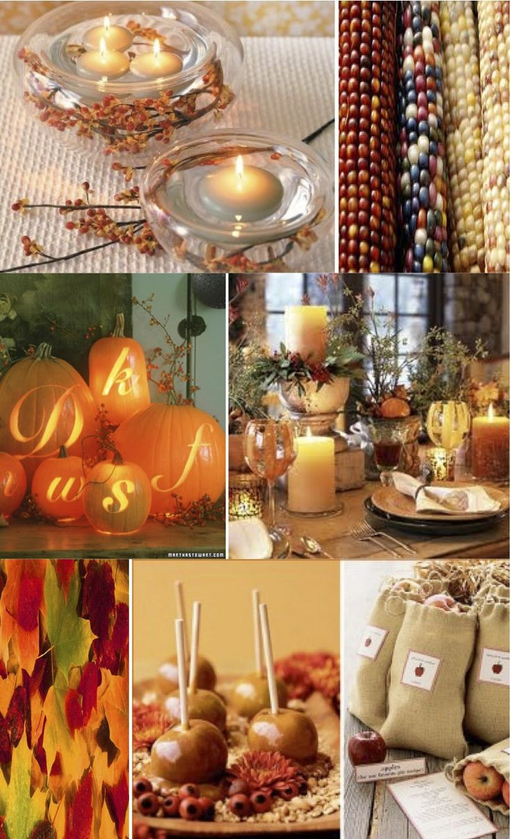 Fall Engagement Party Ideas
 floating candles carved pumpkins Turkey Day