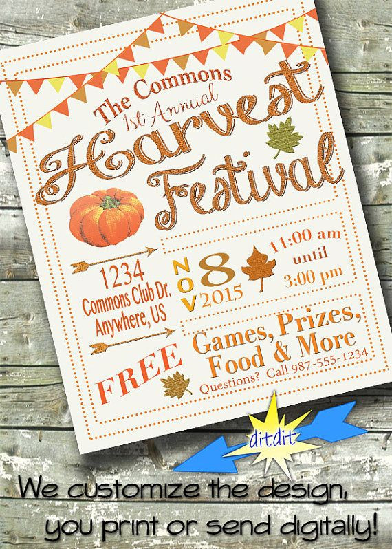 Fall Festival Posters Ideas
 Harvest Festival FALL FEST School Church munity