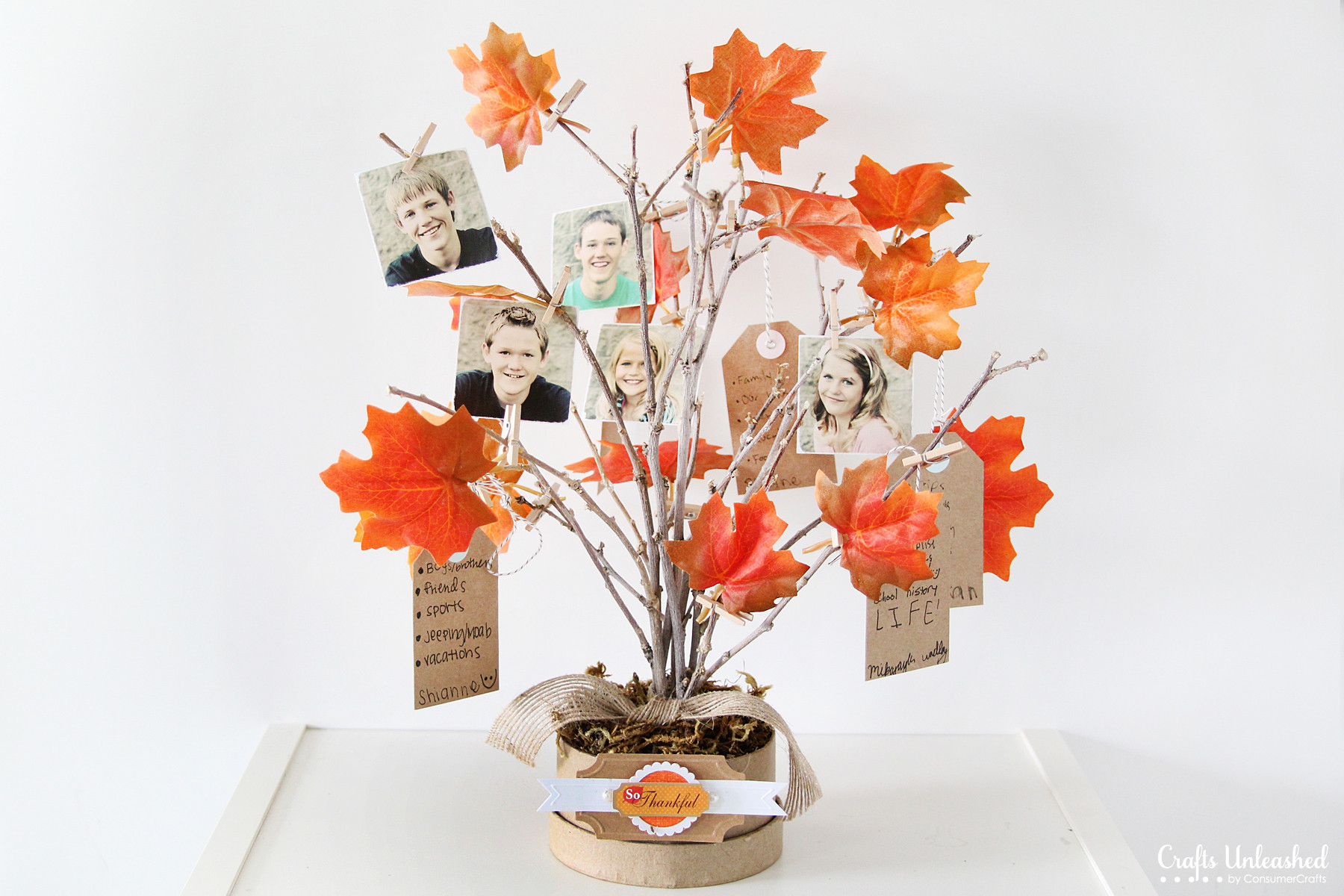 Fall Tree Crafts
 Thankful Tree DIY Family Themed Decor for Fall