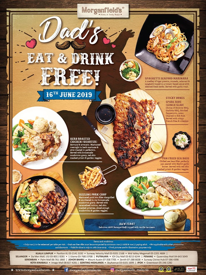 Fathers Day Food Specials
 16 Jun 2019 Morganfield’s Fathers Day Special