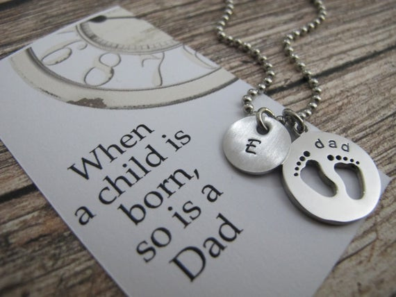 Fathers Day Ideas For First Time Dads
 First time dad Personalized Baby Feet Necklace New dad Gift