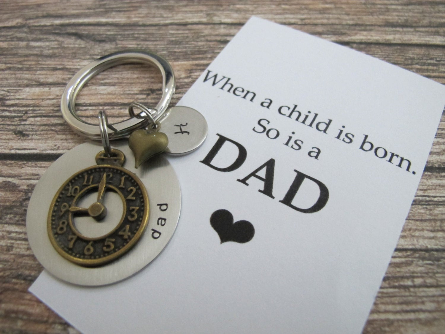 Fathers Day Ideas For First Time Dads
 First time dad quote Personalized initial keychain New dad