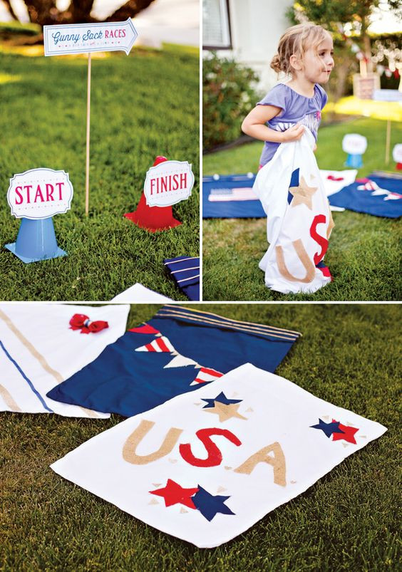 Fourth Of July Party Games
 4th of July Game Idea DIY Patriotic Gunny Sack Race