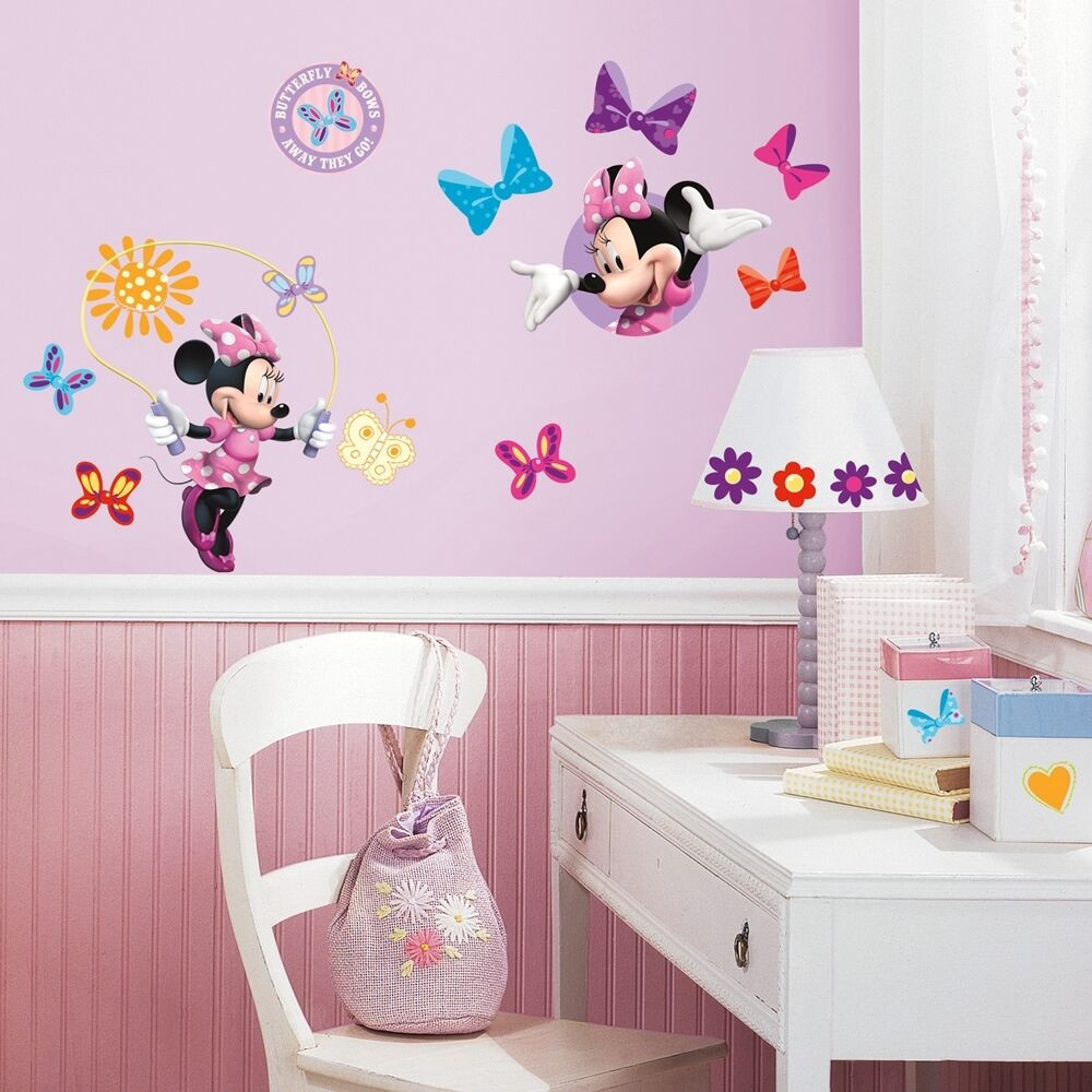 Girls Bedroom Wall Decor
 33 New MINNIE MOUSE BOW TIQUE WALL DECALS Disney Stickers