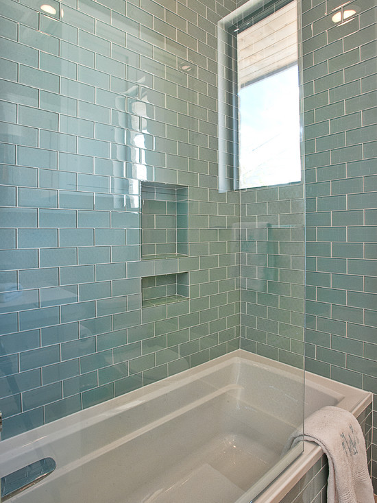 Glass Tile Bathroom
 Blue Glass Shower Tiles Design Ideas
