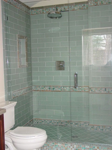 Glass Tile Bathroom
 Blue Glass Tile Shower