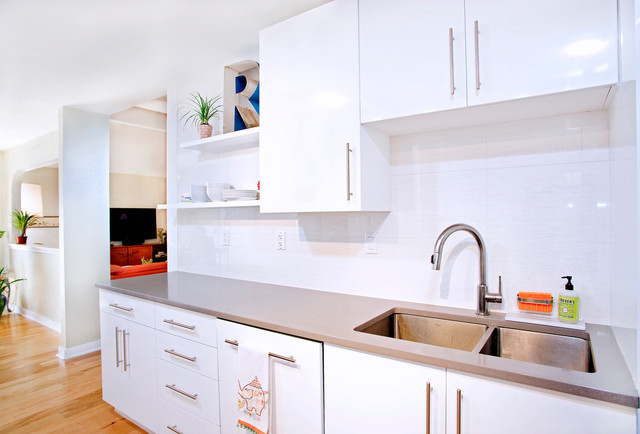 Glossy White Kitchen Cabinets
 Contemporary White High Gloss Foil Kitchen Cabinets