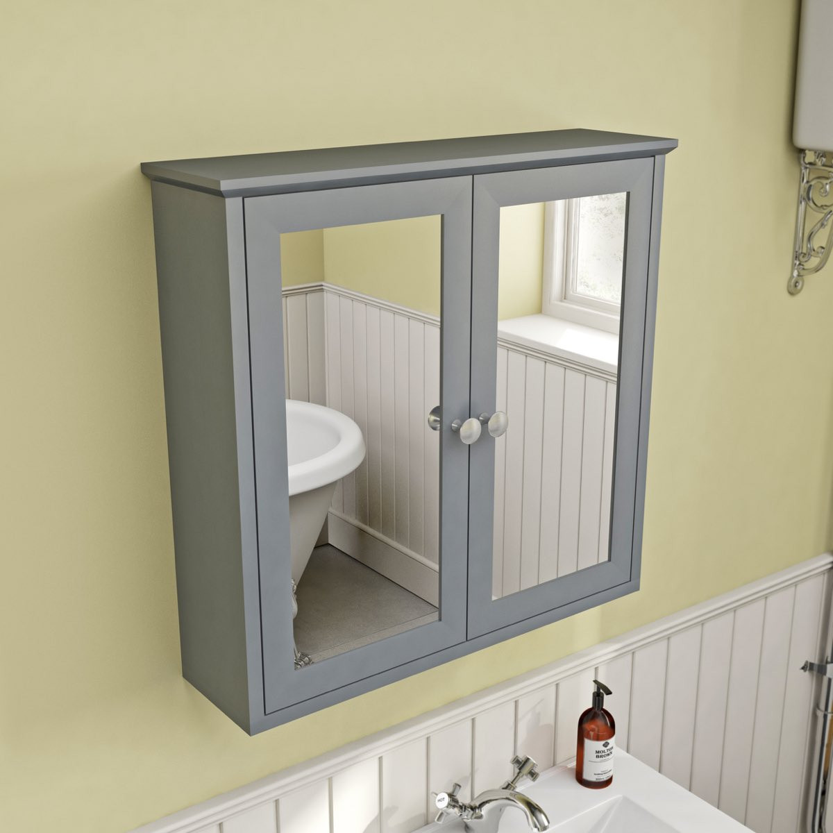 Gray Bathroom Wall Cabinet
 The Bath Co Camberley satin grey wall hung mirror cabinet