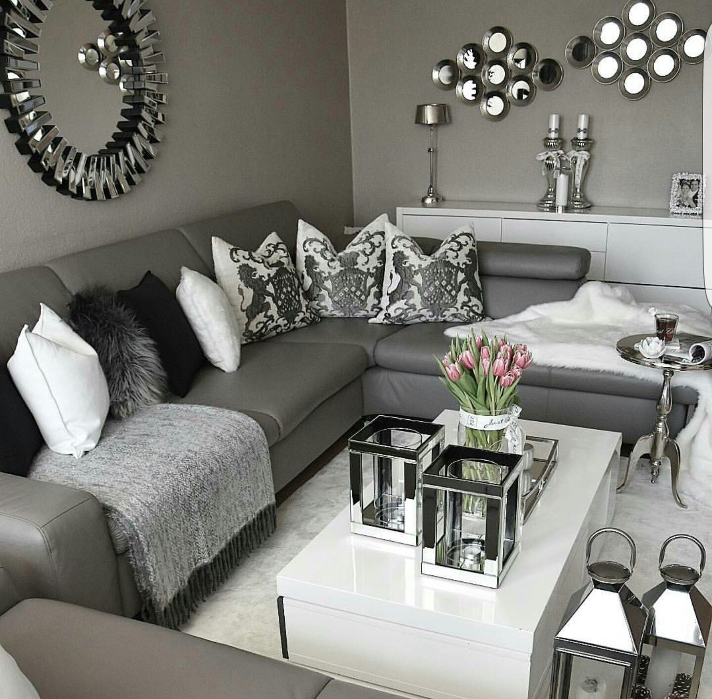 Grey Couch Living Room Decor
 enticemedear ♔ ♡ POSH HOME in 2019