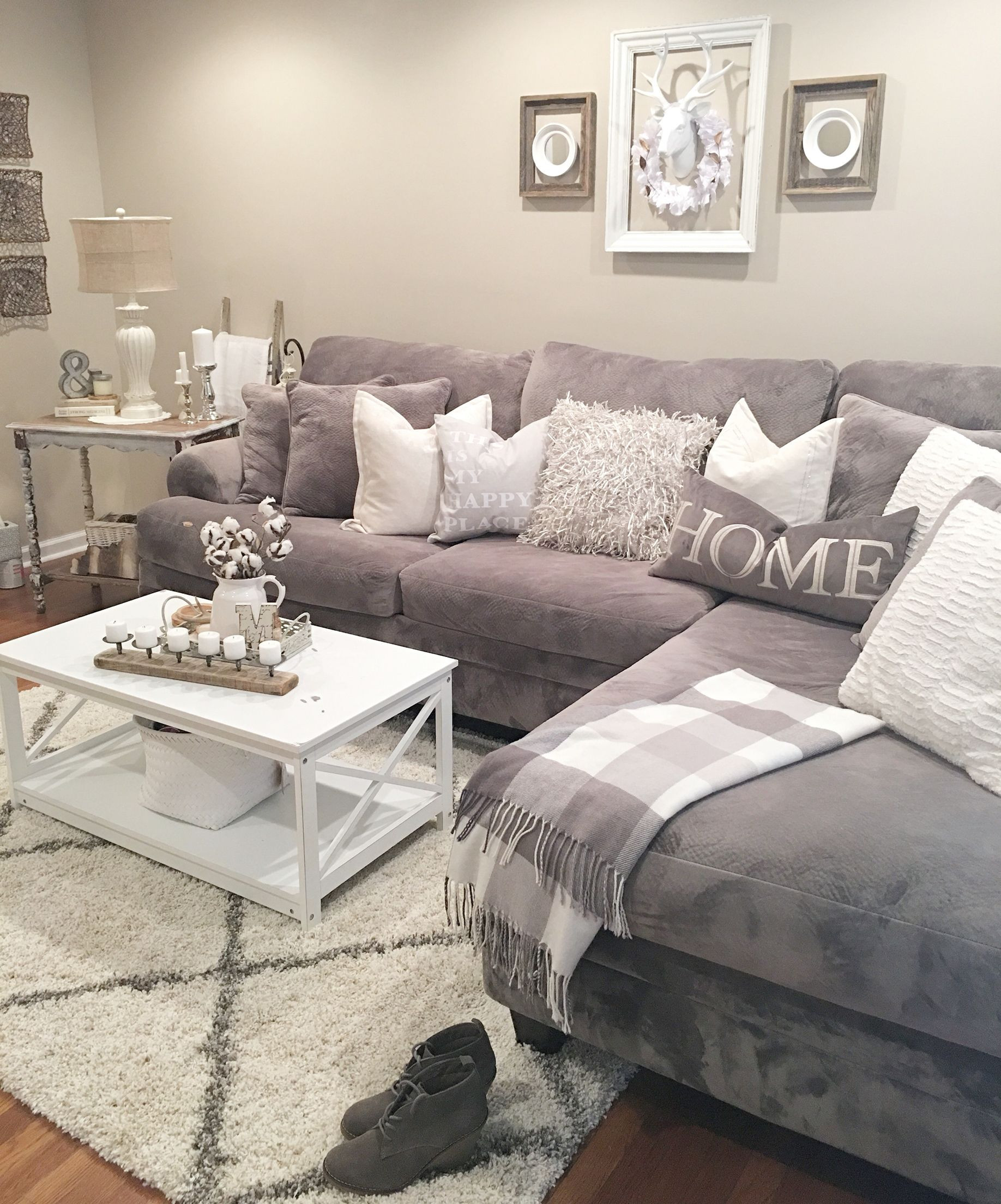 Grey Couch Living Room Decor
 Gray and white