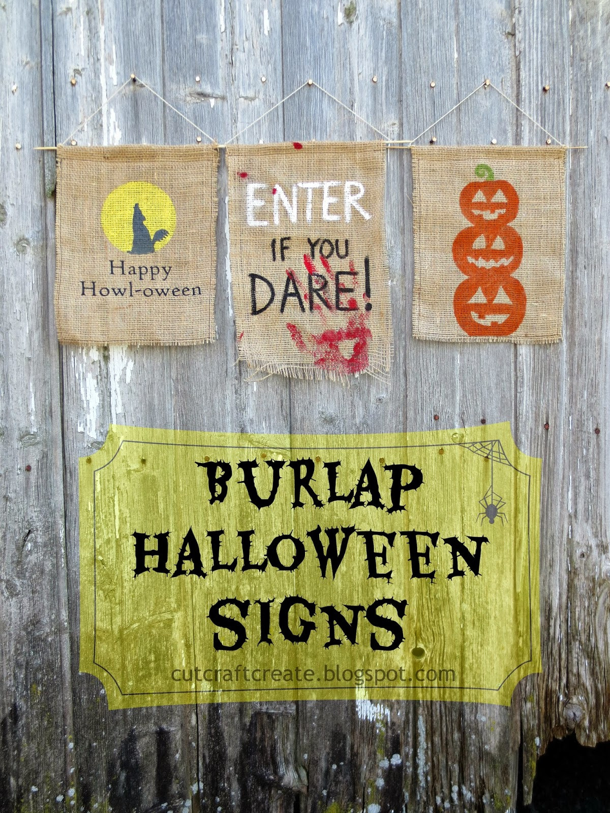 Halloween Sign Ideas
 Cut Craft Create Burlap Halloween Signs Plus Halloween
