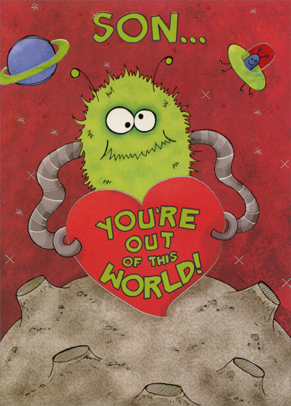 Happy Valentines Day To My Son Quotes
 Alien Holding Heart Young Son Valentine s Day Card by