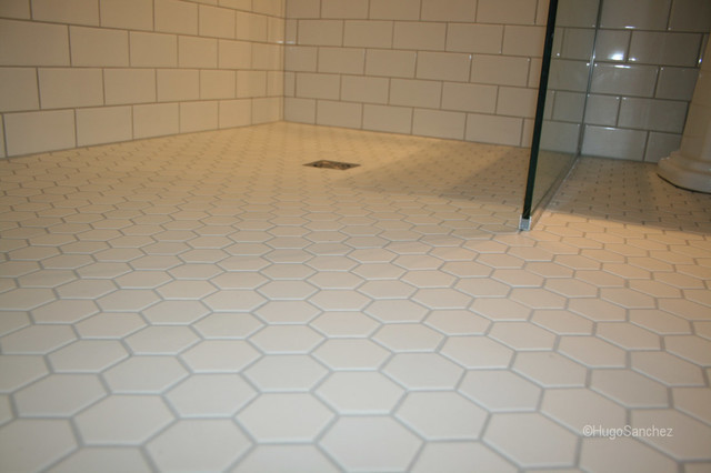 Hex Bathroom Floor Tile
 Hexagonal shower floor tiles Traditional Bathroom