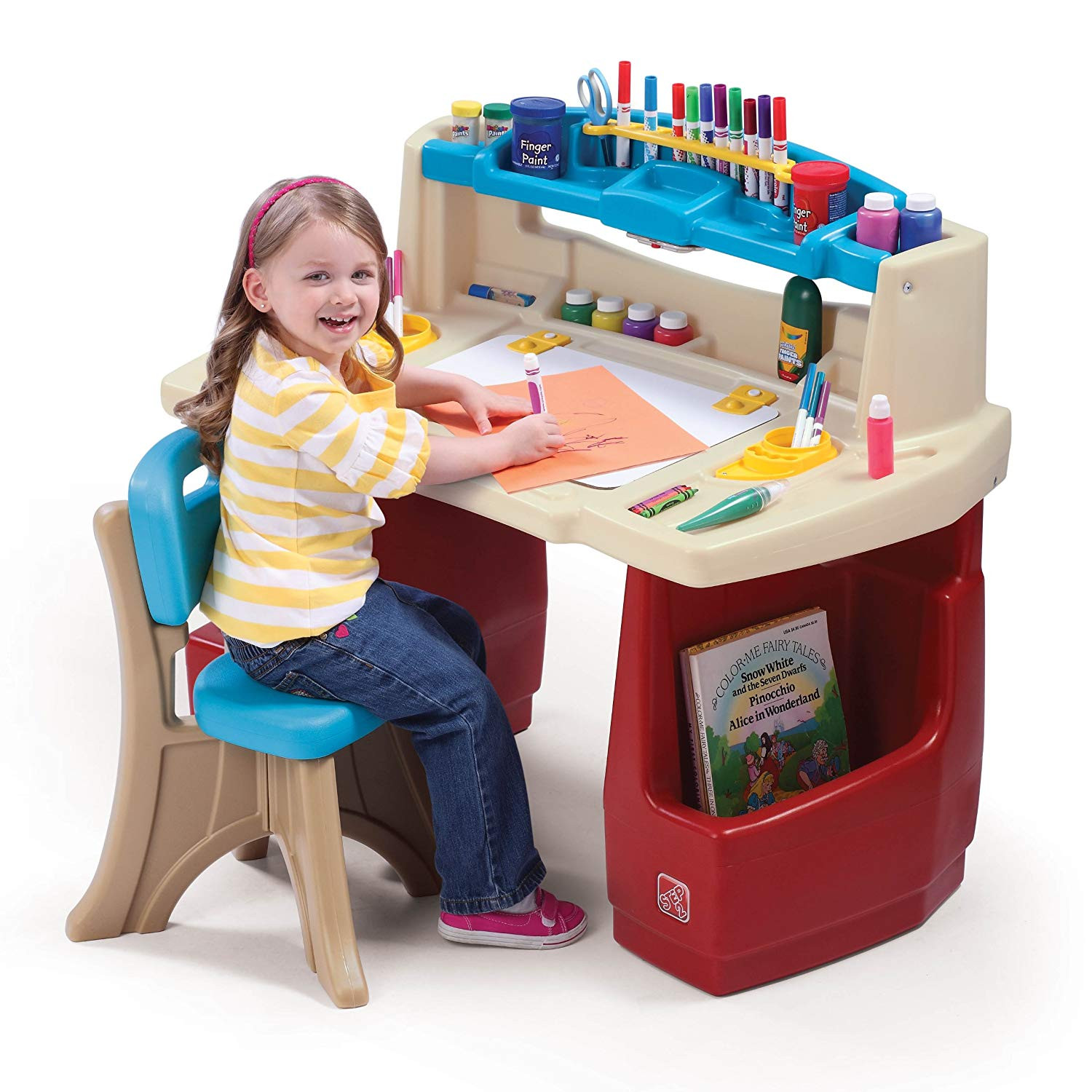 Kids Art Desk With Storage
 Kids Art Desk Set Deluxe PlayRoom Activity Craft Storage