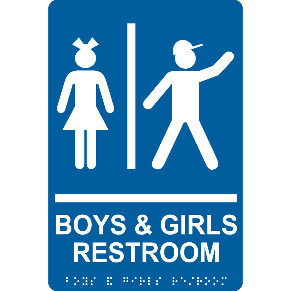 Kids Bathroom Sign
 Restroom Signs ADA Braille Signs