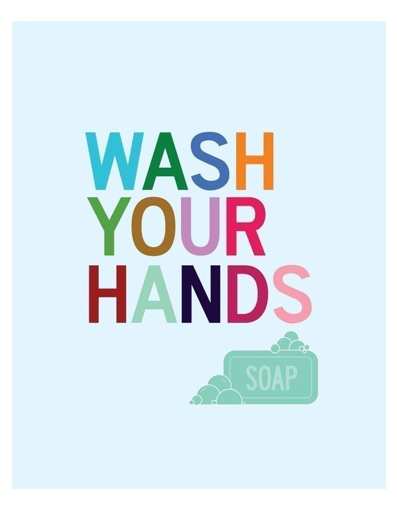 Kids Bathroom Sign
 Items similar to Wash Your Hands – Bathroom Wall Art Print