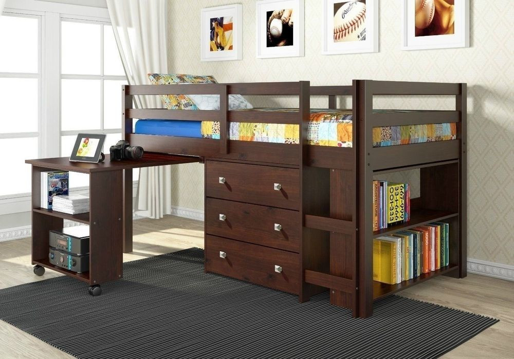 Kids Bedroom Desk
 Twin Loft Bed with Storage Kids Bedroom Bunk Wood