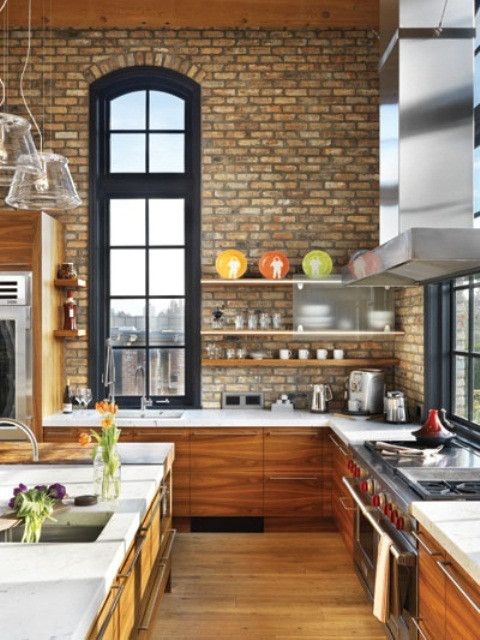 Kitchen Brick Wall
 74 Stylish Kitchens With Brick Walls and Ceilings DigsDigs