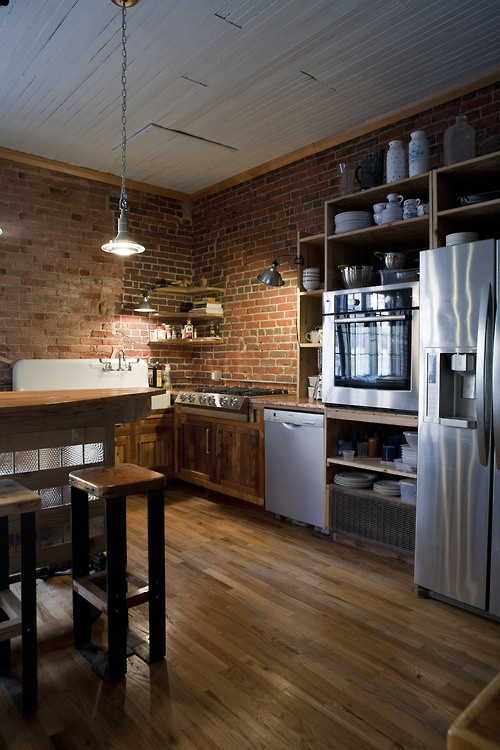 Kitchen Brick Wall
 Modern Furniture Traditional Kitchen With Brick Walls