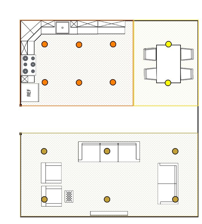 Kitchen Lighting Plan
 Image of a room with segments for calculating how many
