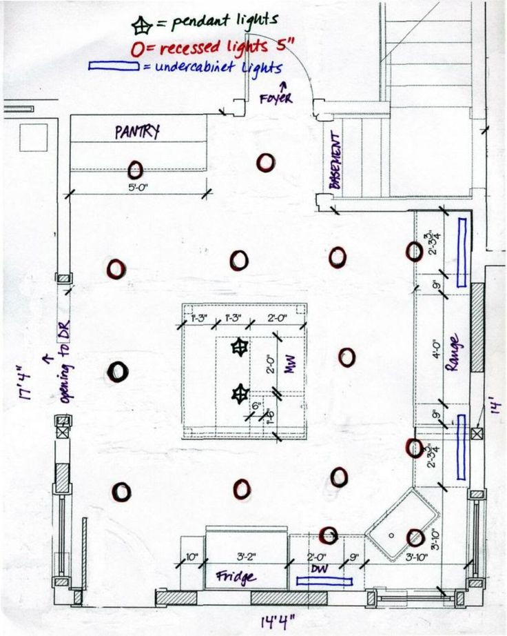 Kitchen Lighting Plan
 recessed lighting layout diagram
