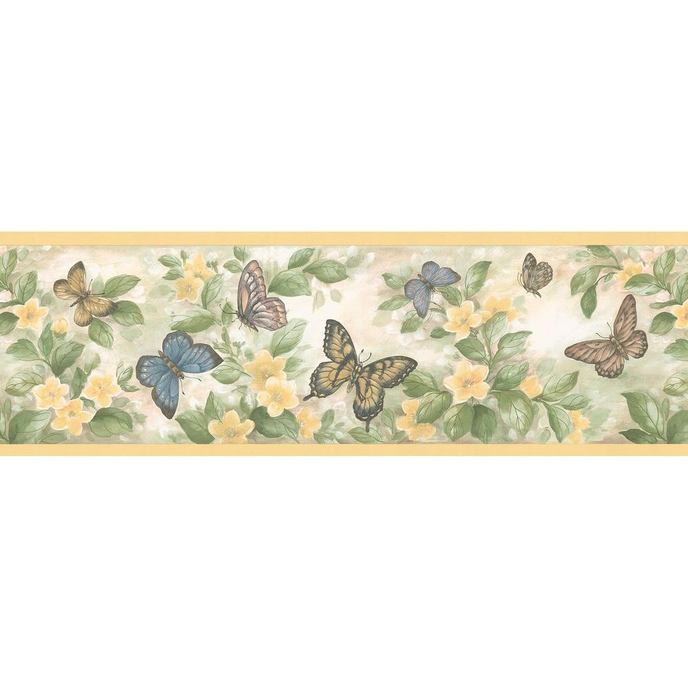Kitchen Wallpaper Home Depot
 Brewster Pastel Butterflies Wallpaper Border Sample