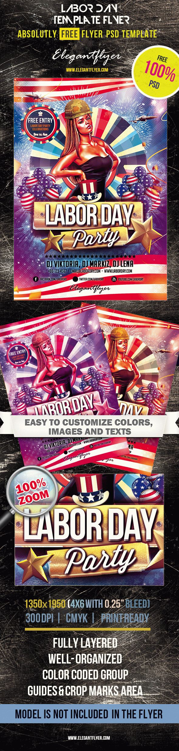 Labor Day Party Flyer
 Labor Day – Club and Party Free Flyer PSD Template