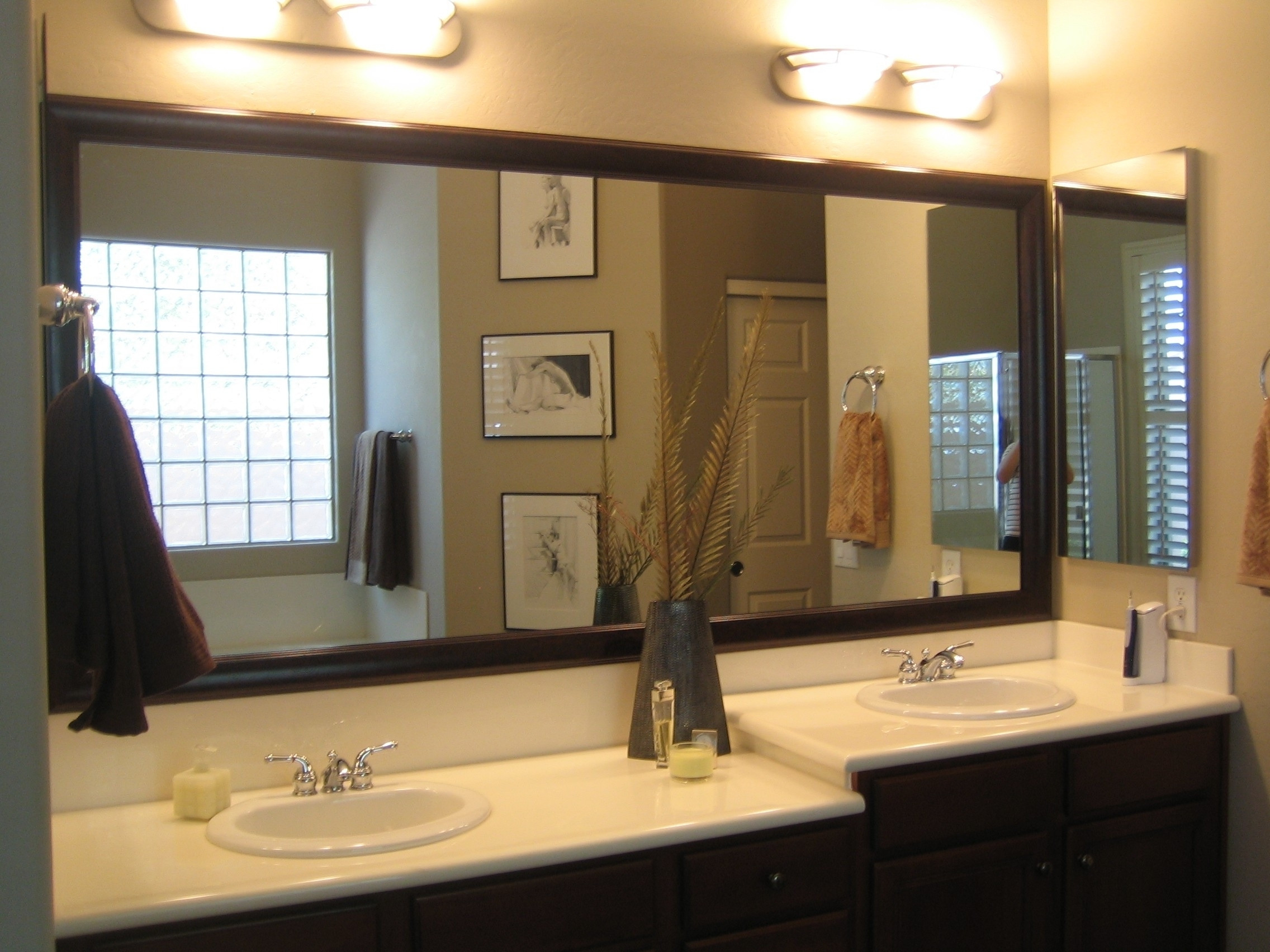 Large Framed Mirrors For Bathroom
 Bathroom mirrors separate or one big piece of glass