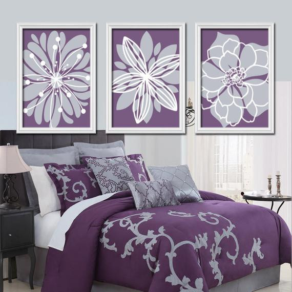 Lavender Bedroom Walls
 Wall Art Canvas Artwork Purple Lavender Gray Flower by