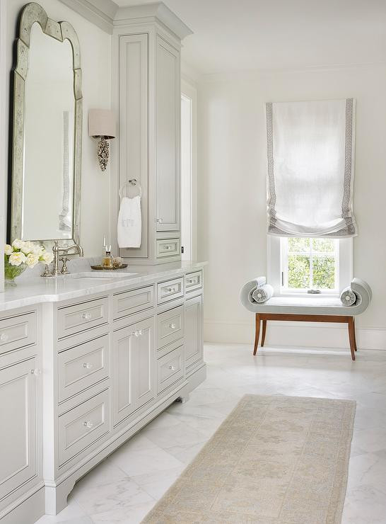Light Gray Bathroom
 Light Grey Bathroom Cabinets with Glass Knobs