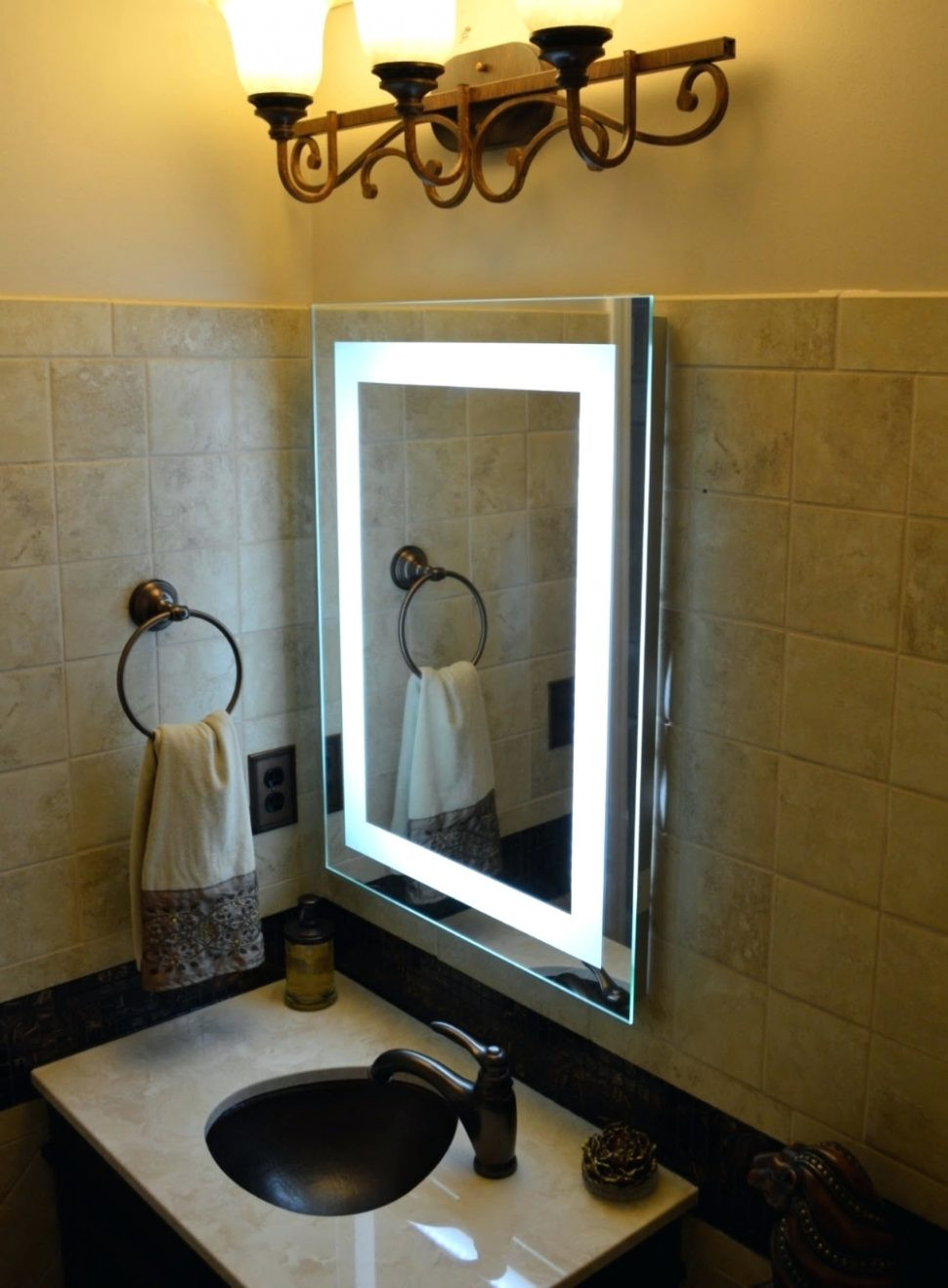 Lighted Bathroom Wall Mirror
 Modern Lighted Bathroom Wall Mirror Home Design Ideas