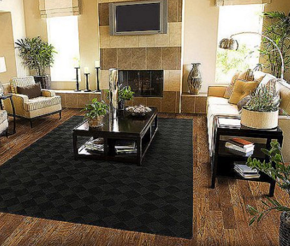 Living Room Area Rugs
 Solid Black Area Rug Carpet 5 x 7 Size Rugs Floor Decor