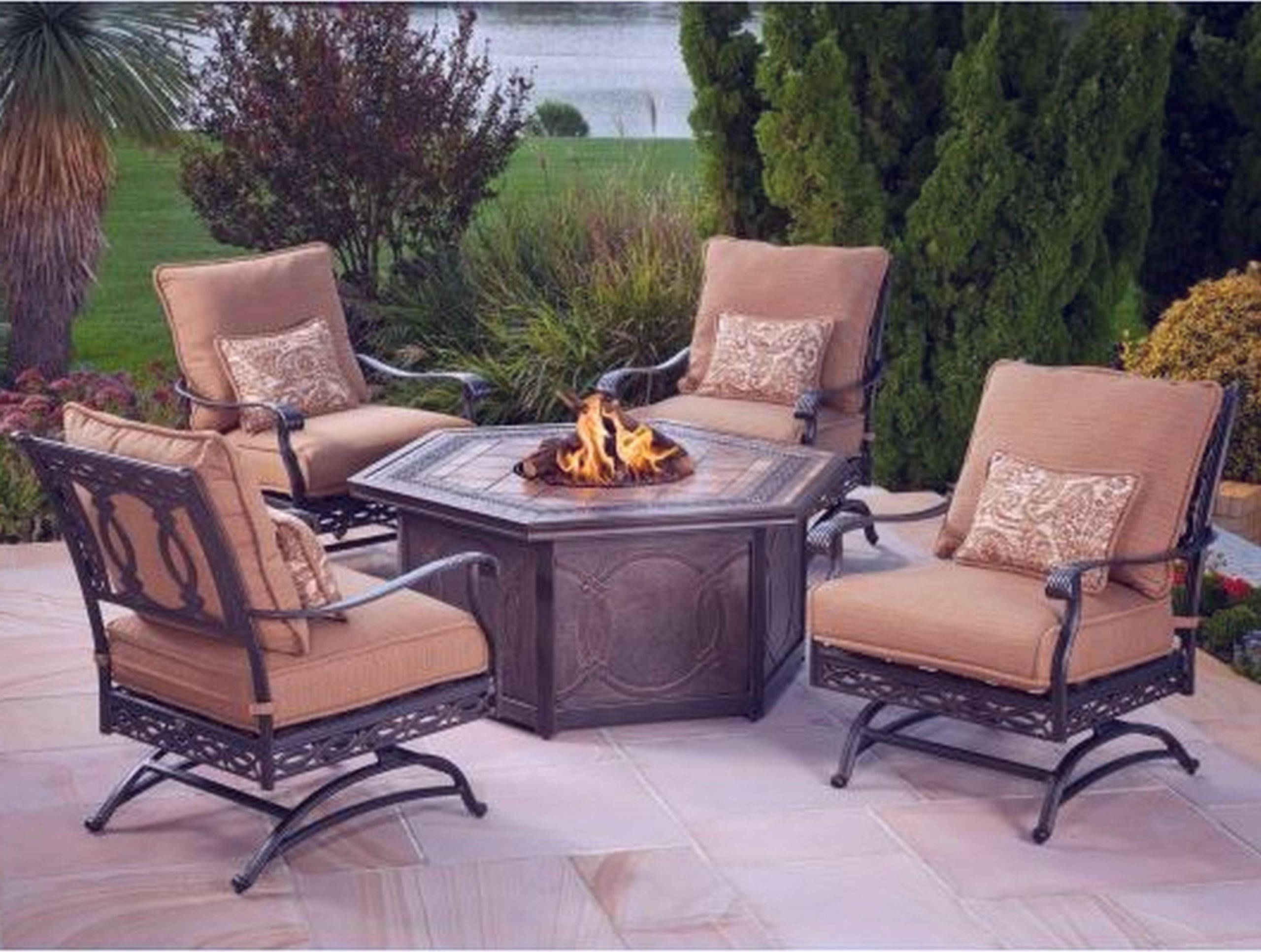 Lowes Fire Pit Patio Set
 Tips Beautiful Garden Decor With Lowes Lawn Chairs