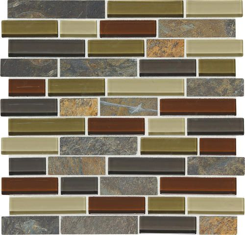 Menards Kitchen Backsplash Tile
 Mohawk Phase Mosaics Stone and Glass Wall Tile 1" Random