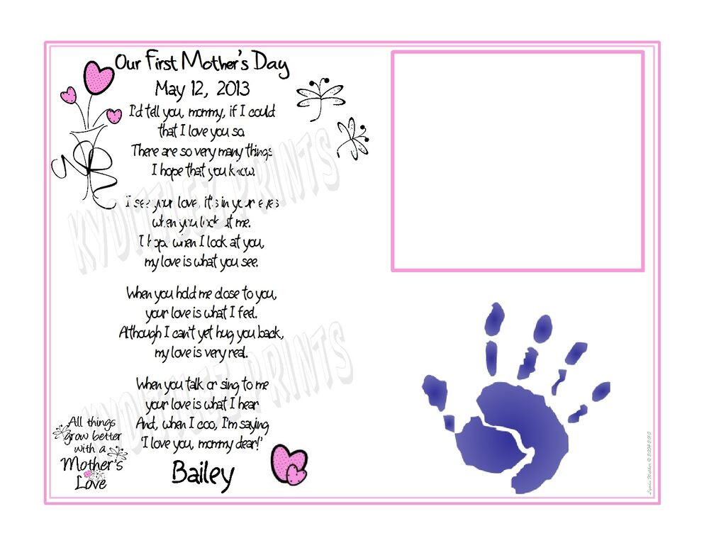 Mother's Day Handprint Crafts
 BABYS Poem to Mommy & Handprints Mother s Love Print 1st