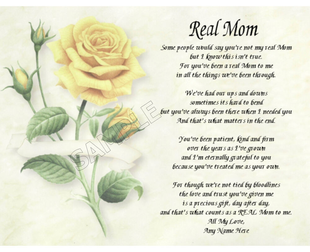 Mother's Day Memorial Gifts
 REAL MOM PERSONALIZED ART POEM MEMORY BIRTHDAY MOTHER S