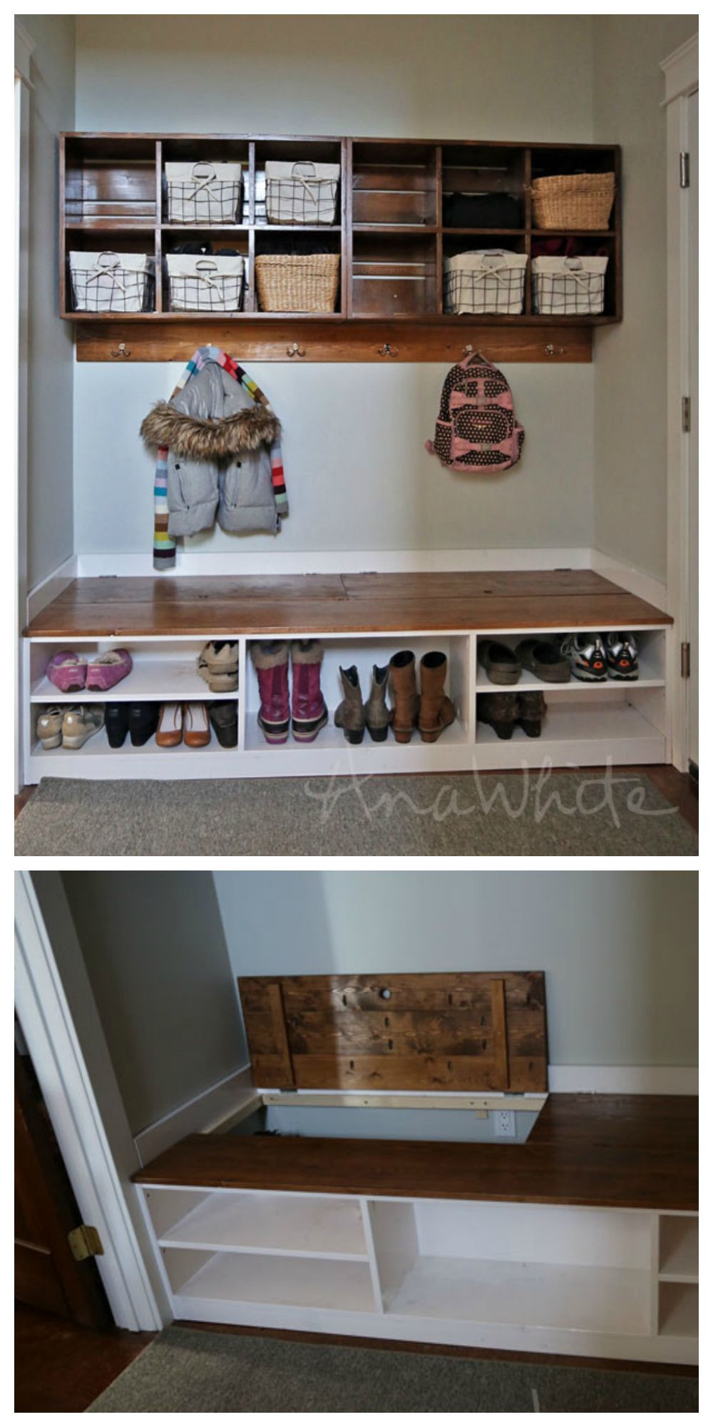 Mudroom Shoe Storage Bench
 flip up mudroom storage bench boots in the back shoes in