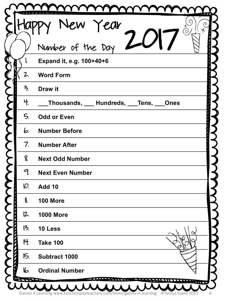 New Year Resolutions Ideas 2020
 New Year 2020 Activities Number of the Day and Bonus