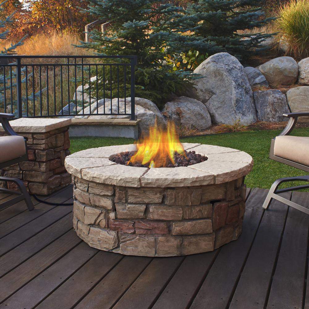 Outdoor Fire Pit Propane
 Real Flame Sedona 43 in x 17 in Round Fiber Concrete