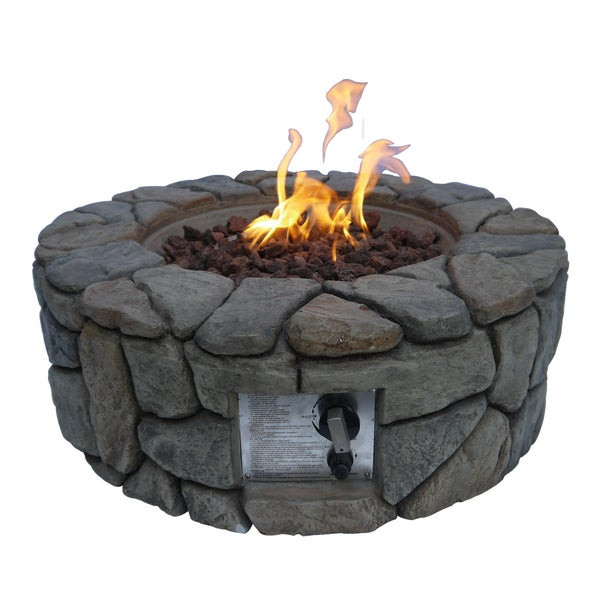 Outdoor Fire Pit Propane
 Shop Peaktop Outdoor Stone Propane Gas Fire Pit Free