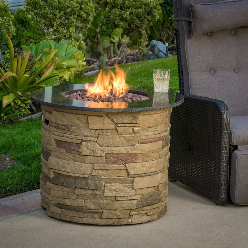 Outdoor Fire Pit Propane
 Rogers Outdoor Round Liquid Propane Fire Pit with Lava Rocks
