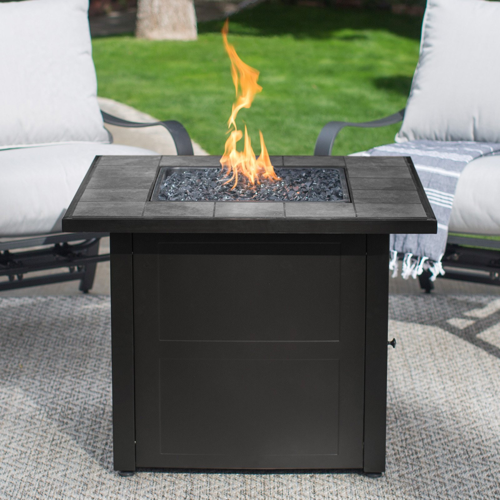 Outdoor Fire Pit Propane
 UniFlame LP Gas Ceramic Tile Fire Pit Table Walmart