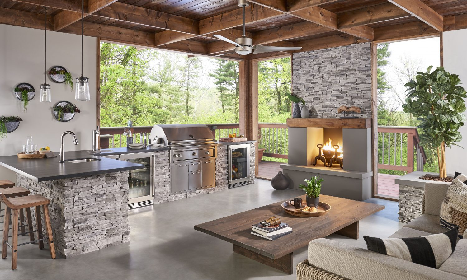 Outdoor Kitchen Designs With Fireplace
 Stacked Stone Eldorado Stone
