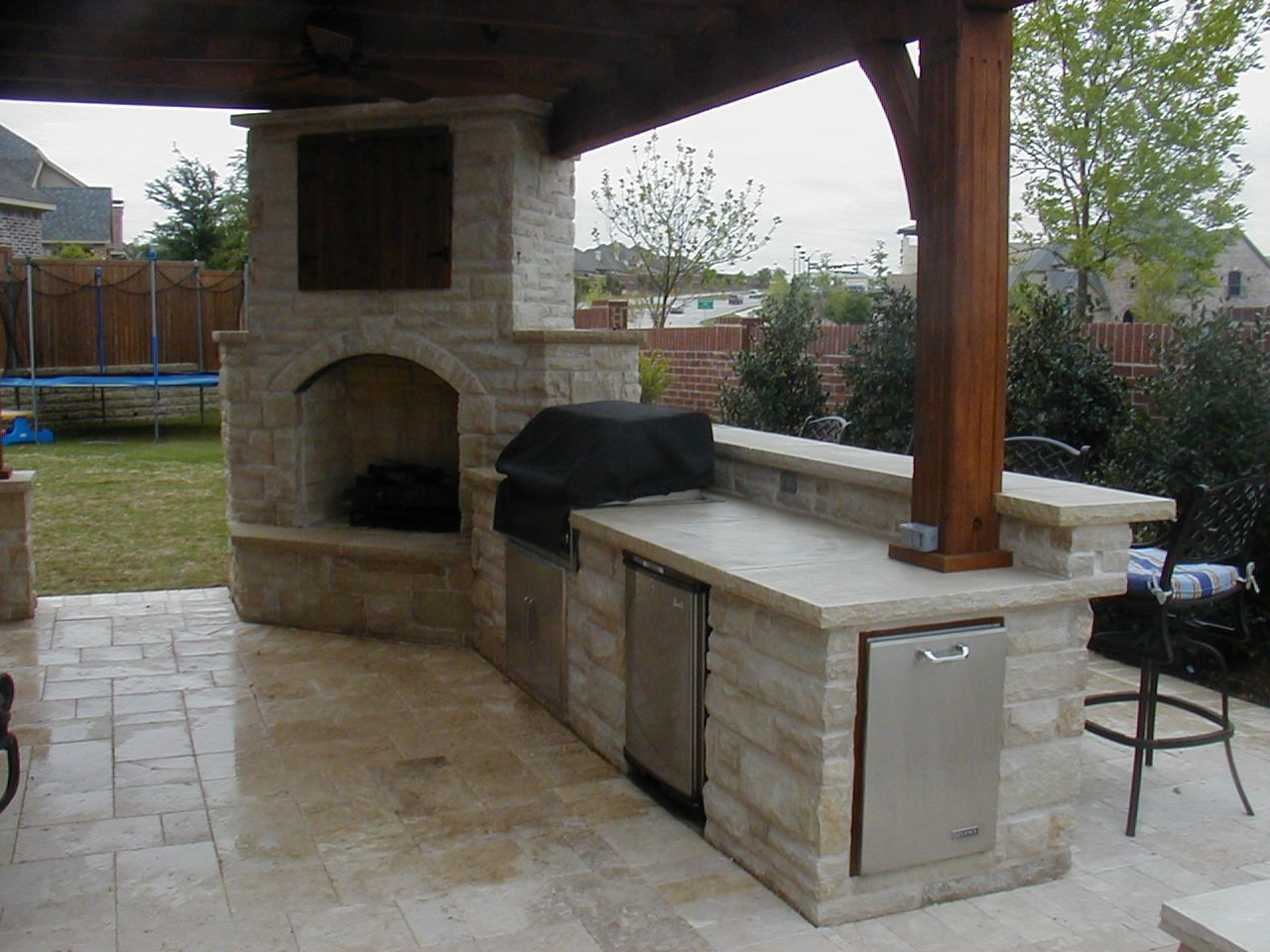 Outdoor Kitchen Fireplace
 fireplace under deck