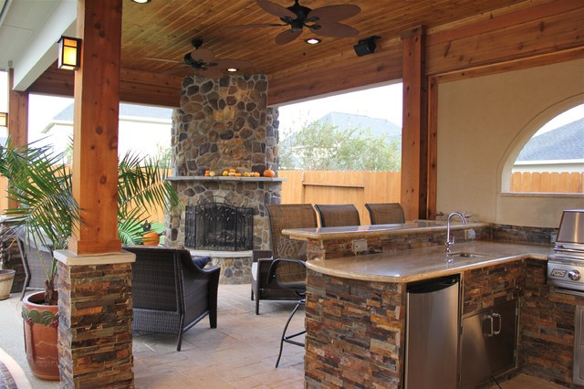 Outdoor Kitchen Fireplace
 Outdoor Kitchens and Fireplaces Contemporary Patio