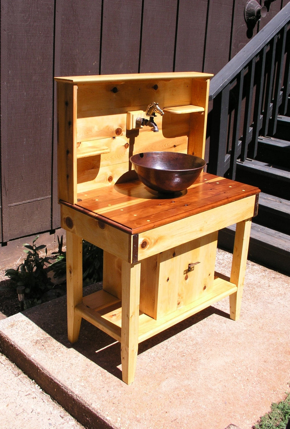 Outdoor Kitchen Sinks
 Custom Cedar Potting Bench Water Station Outdoor Kitchen