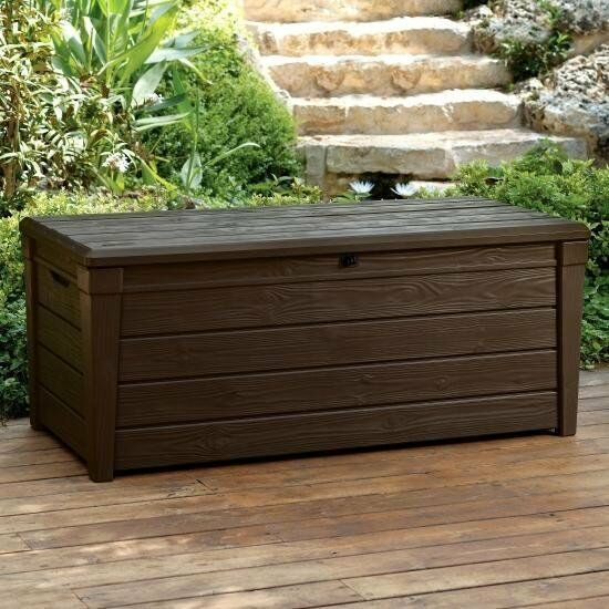 Outdoor Storage Bench Waterproof
 Keter Saxon Brightwood XL Size 454L Waterproof Lockabl