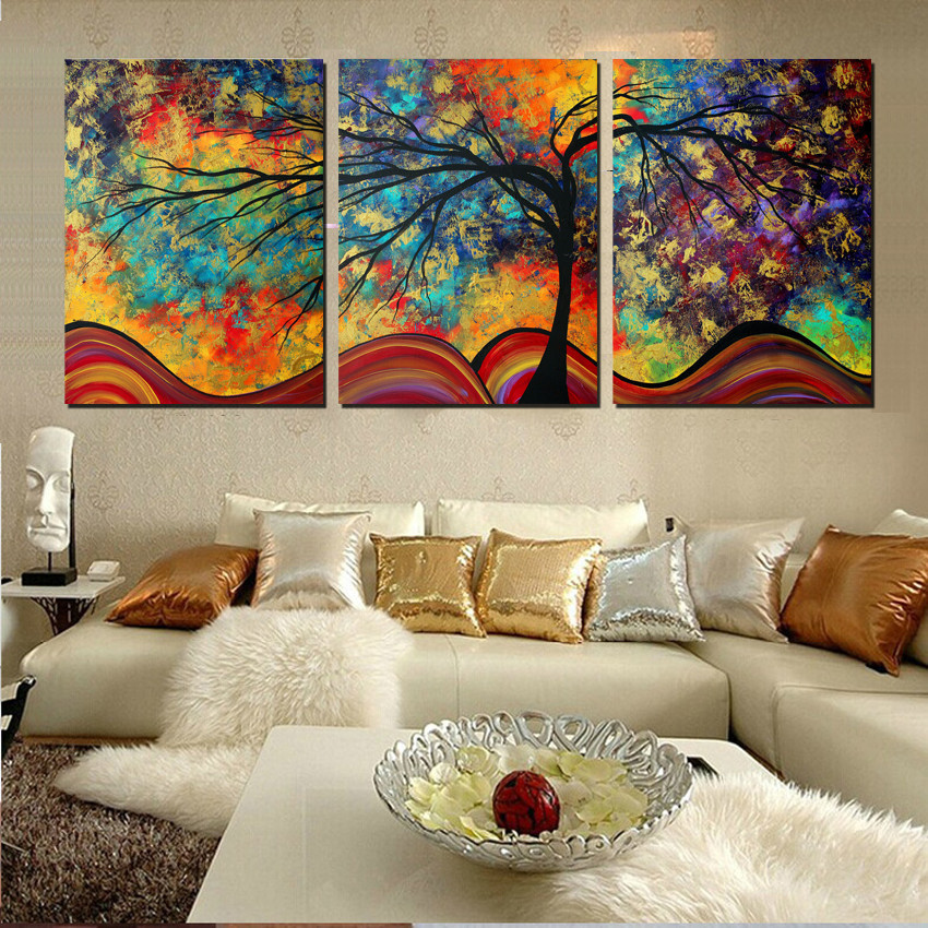 Paintings For Living Room
 Wall Art Home Decor Abstract Tree Painting Colorful