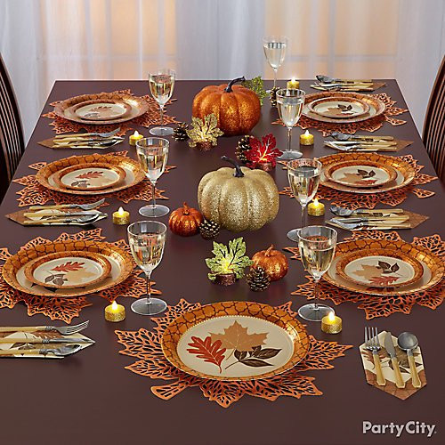 Party City Thanksgiving Decorations
 Thanksgiving Shimmer Tablescape Ideas