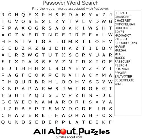 Passover Activities For Sunday School
 Print Out These Fun Word Search Puzzles